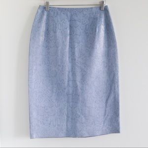 Danier Baby Blue Snake Skin Coated Skirt